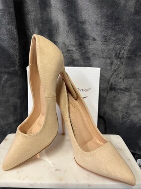 Elegant Collection Classic Pointed-Toe High Heels in Beige- Nude women’s pumps 8